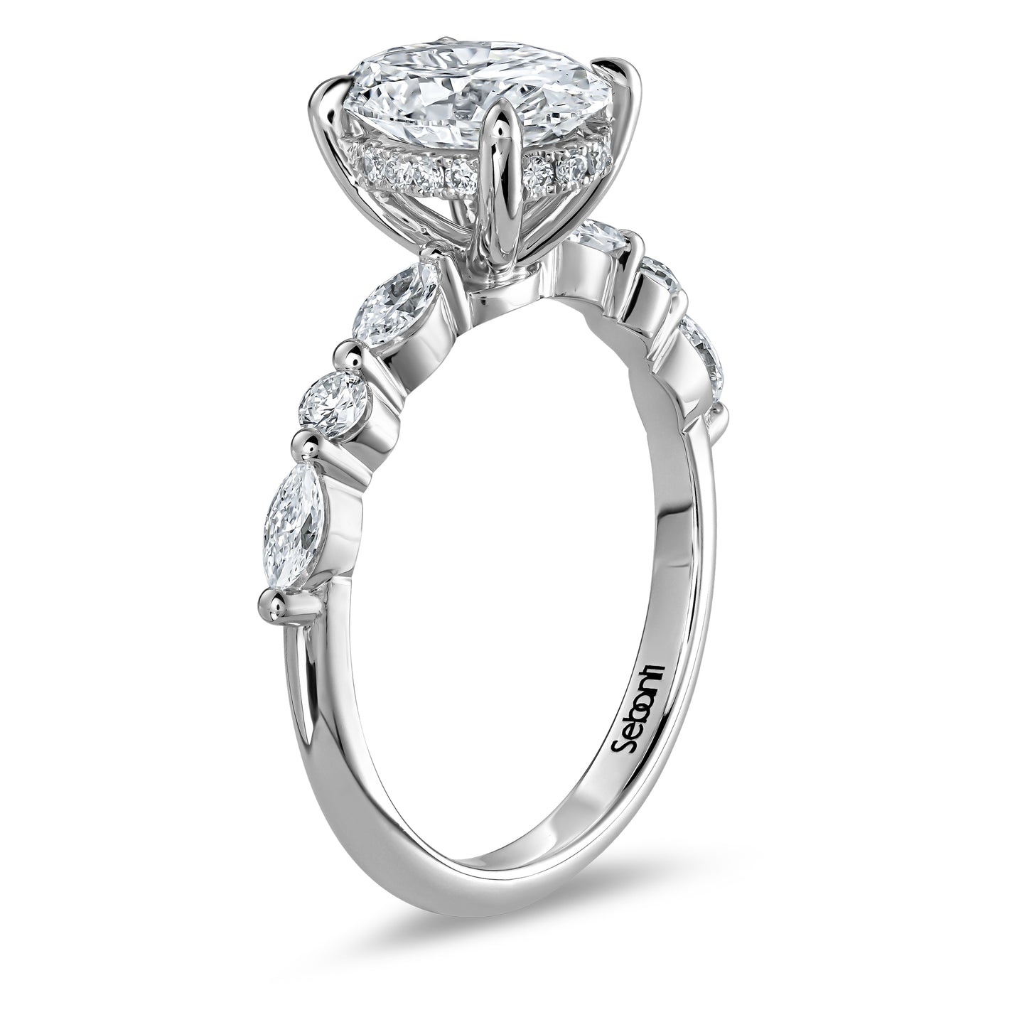 Hidden Halo Oval Engagement Ring