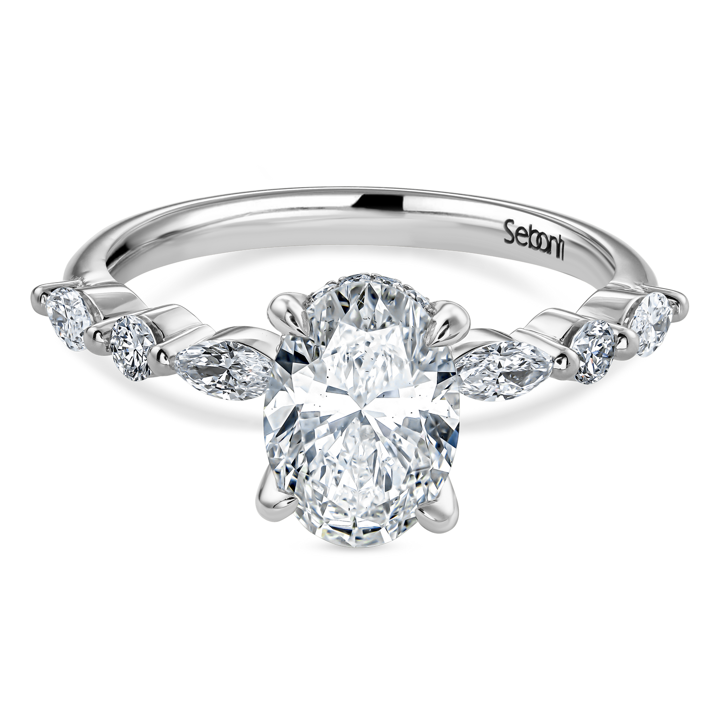 Hidden Halo Oval Engagement Ring