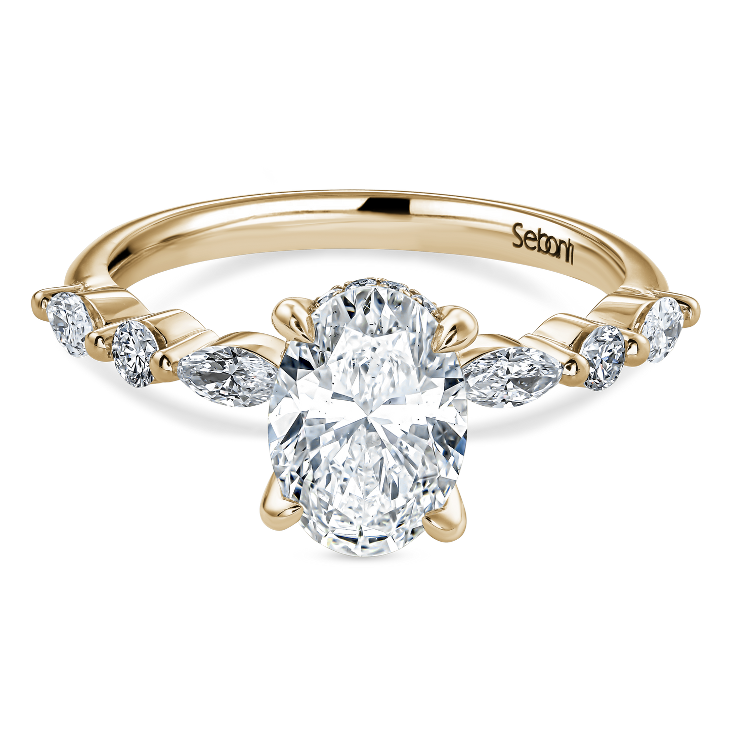 Hidden Halo Oval Engagement Ring