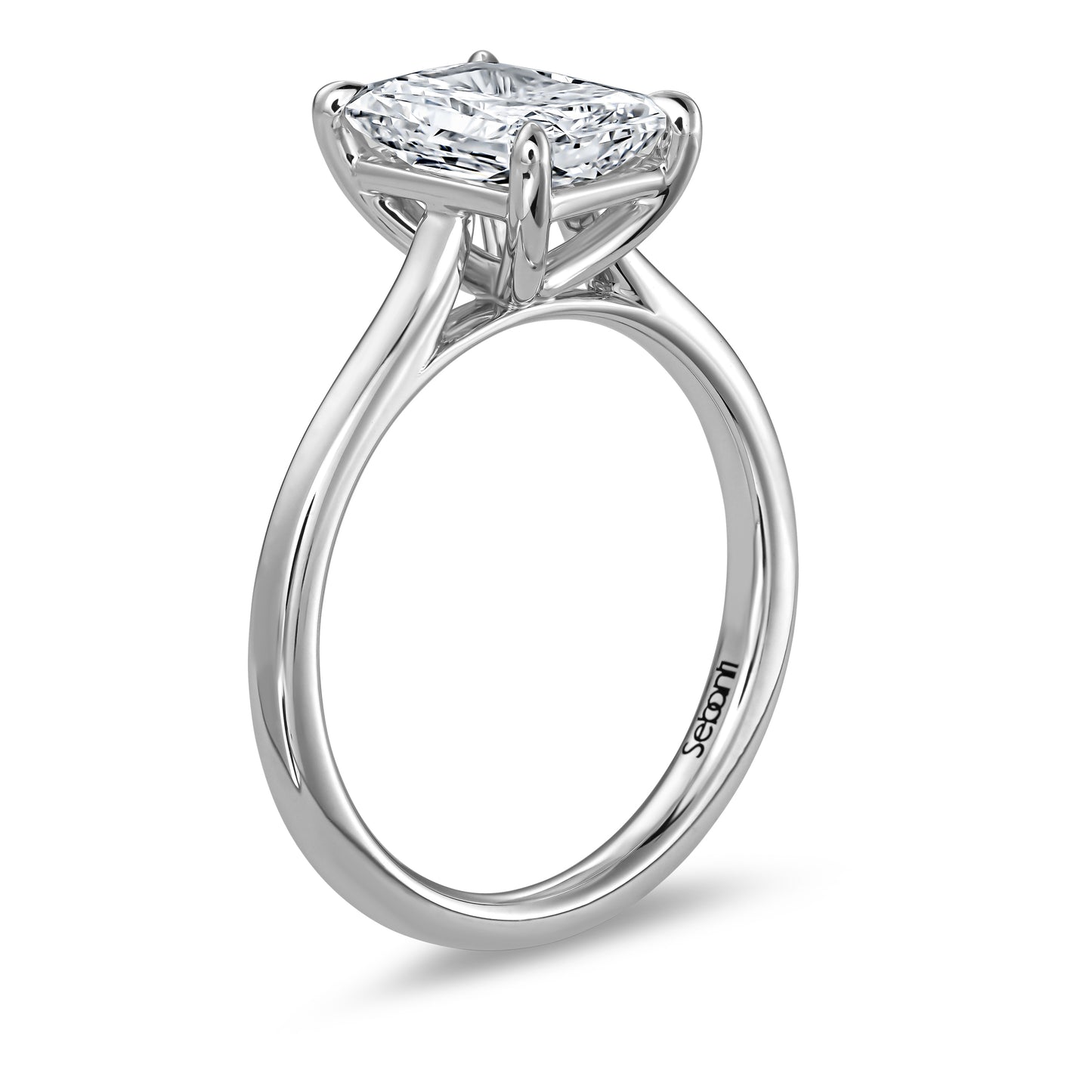Radiant Cut Diamond Engagement Ring with Cathedral Setting