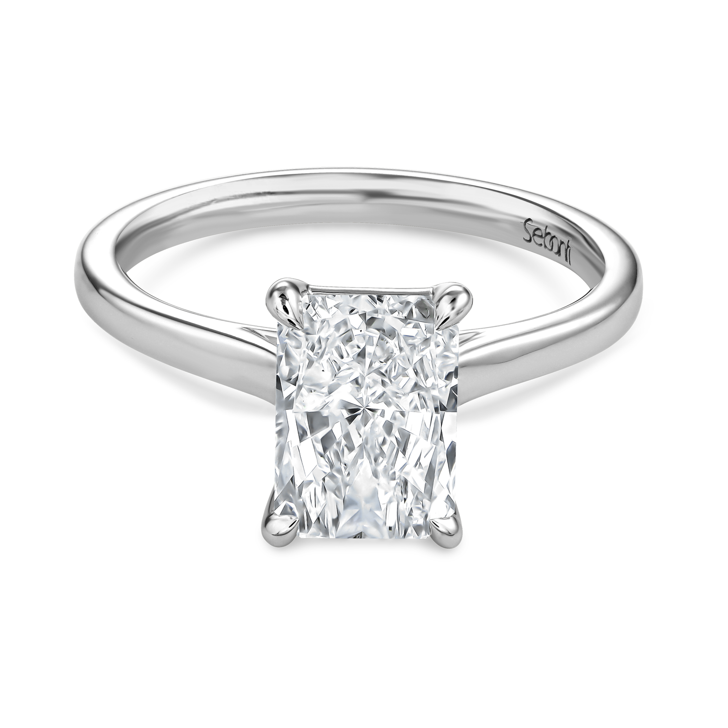 Radiant Cut Diamond Engagement Ring with Cathedral Setting
