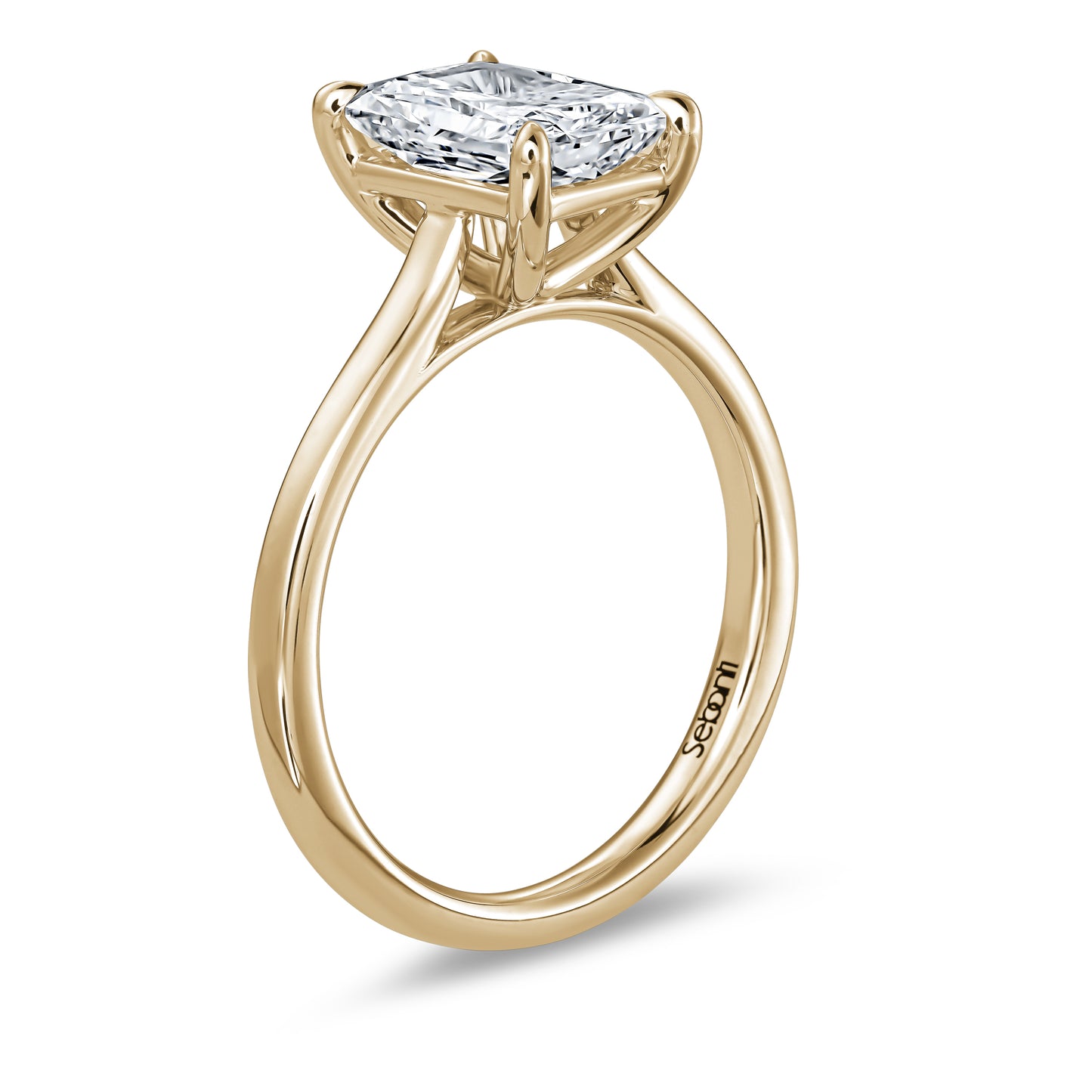 Radiant Cut Diamond Engagement Ring with Cathedral Setting