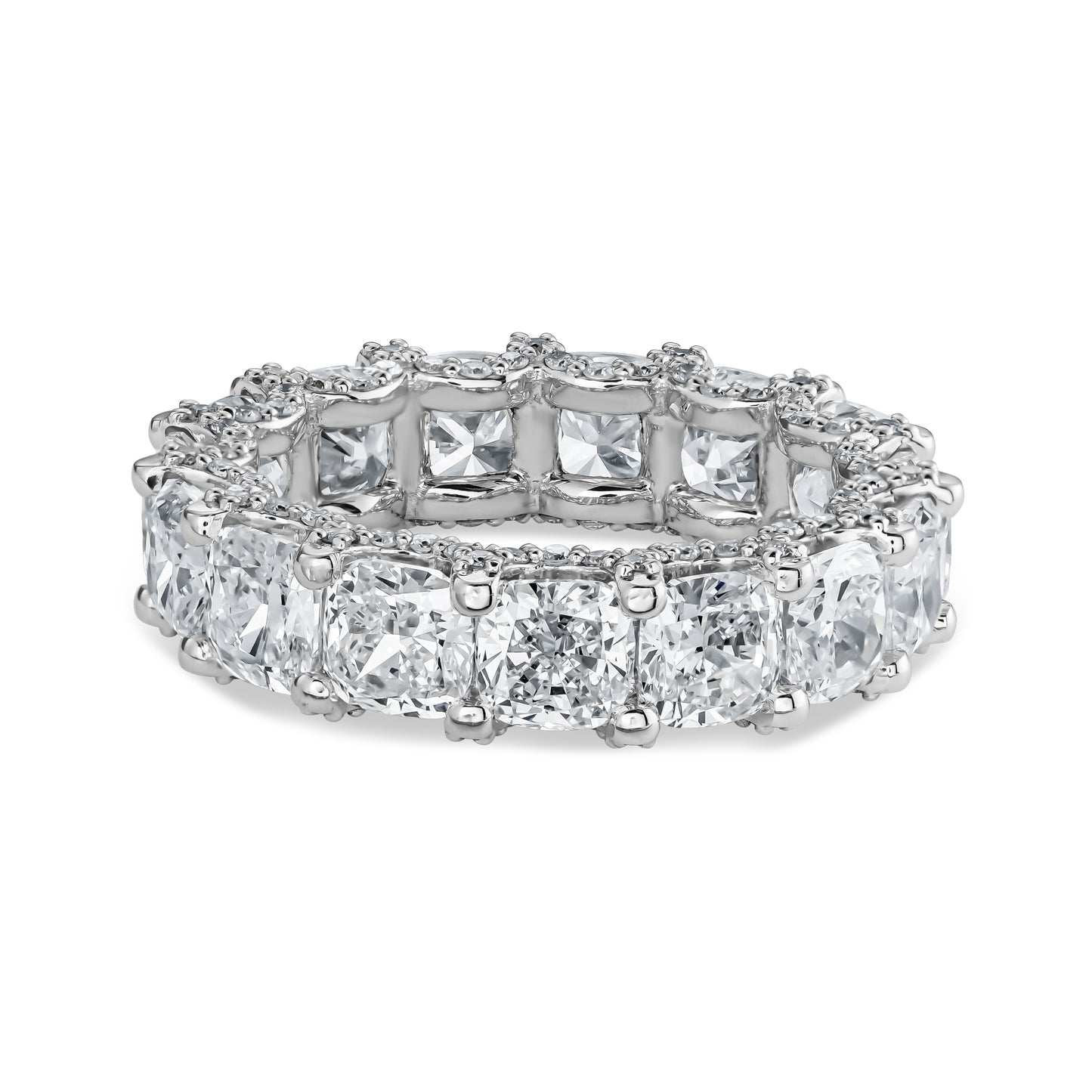 Cushion Diamond Eternity Ring with Pavé U-Setting