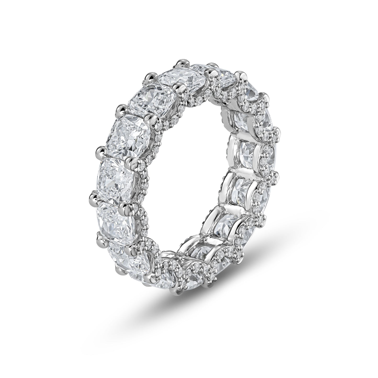 Cushion Diamond Eternity Ring with Pavé U-Setting