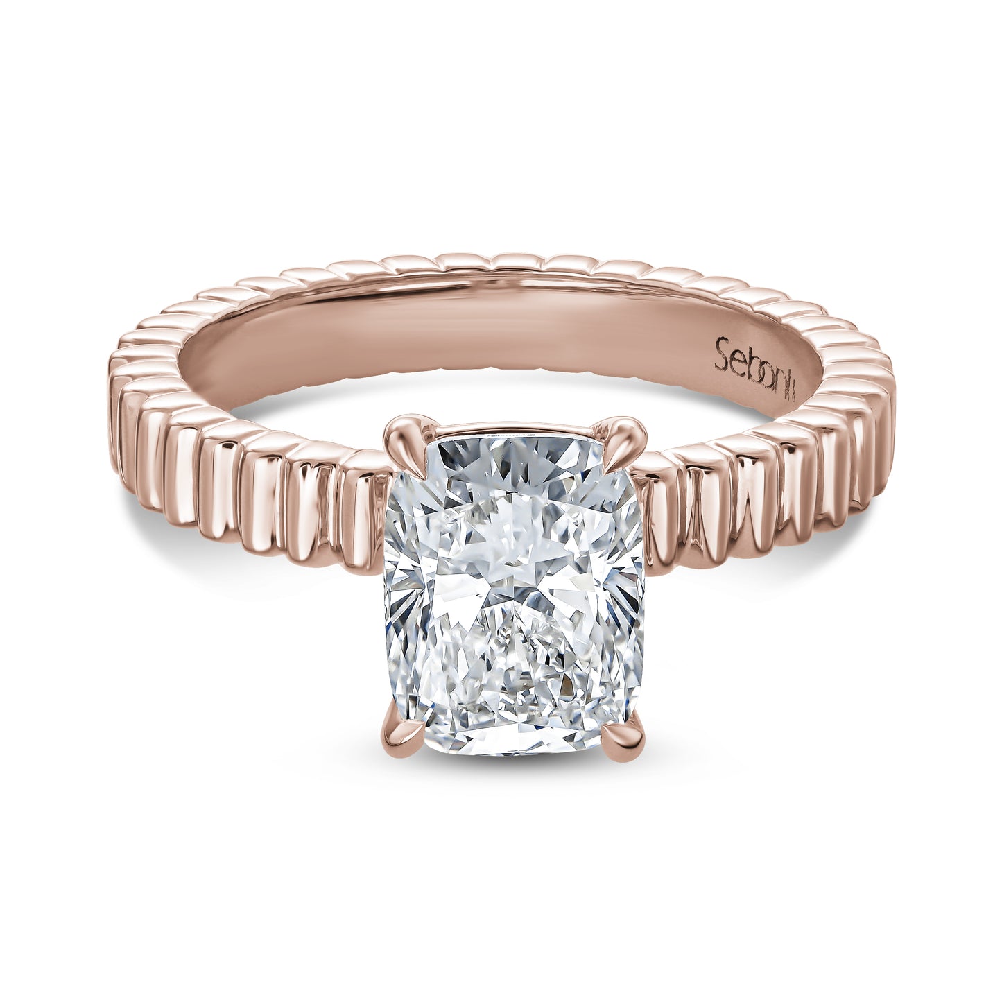 Fluted Cushion Solitaire Engagement Ring