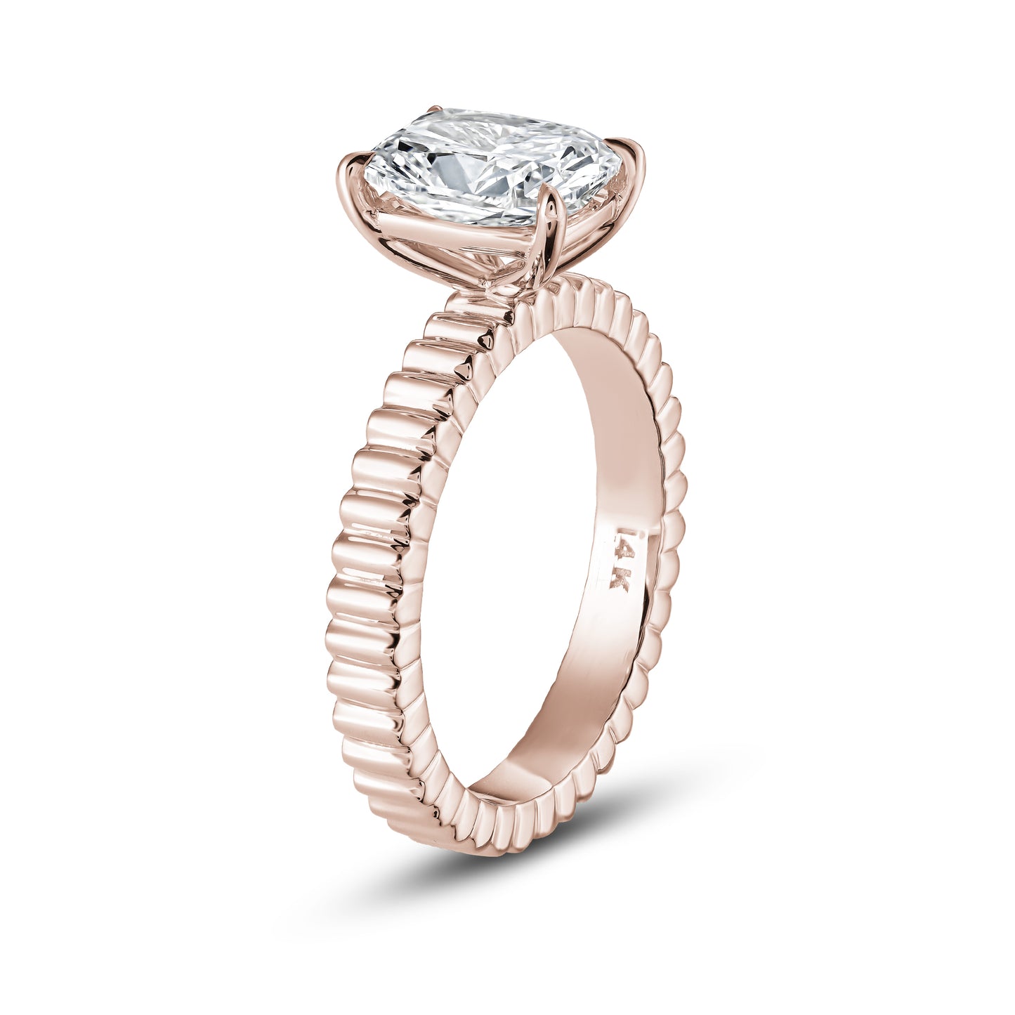 Fluted Cushion Solitaire Engagement Ring
