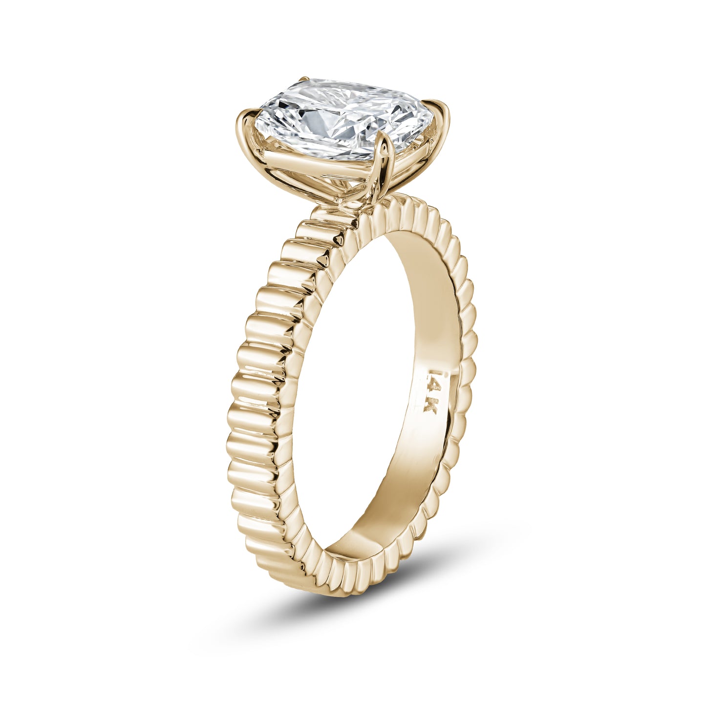 Fluted Cushion Solitaire Engagement Ring