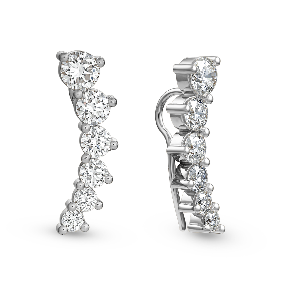 Six Stone Diamond Crawler Earrings