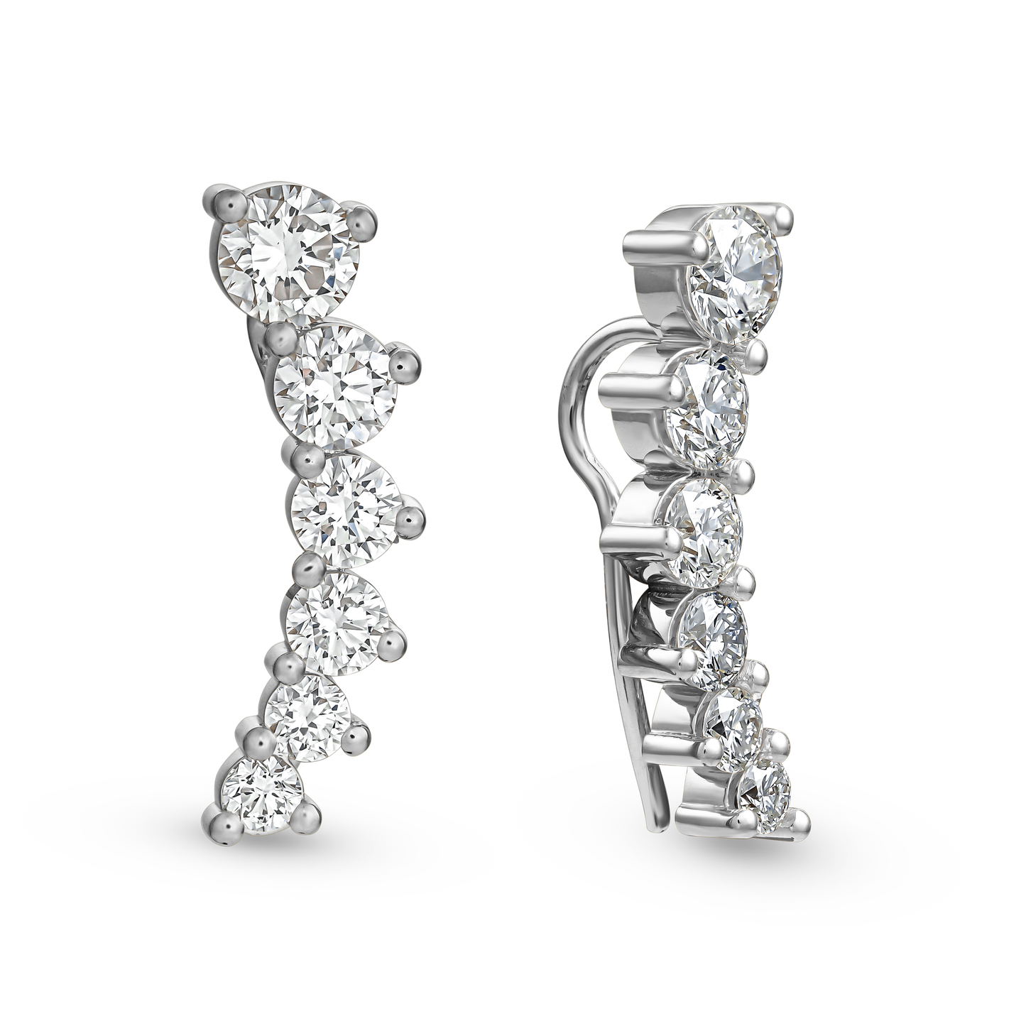 Six Stone Diamond Crawler Earrings