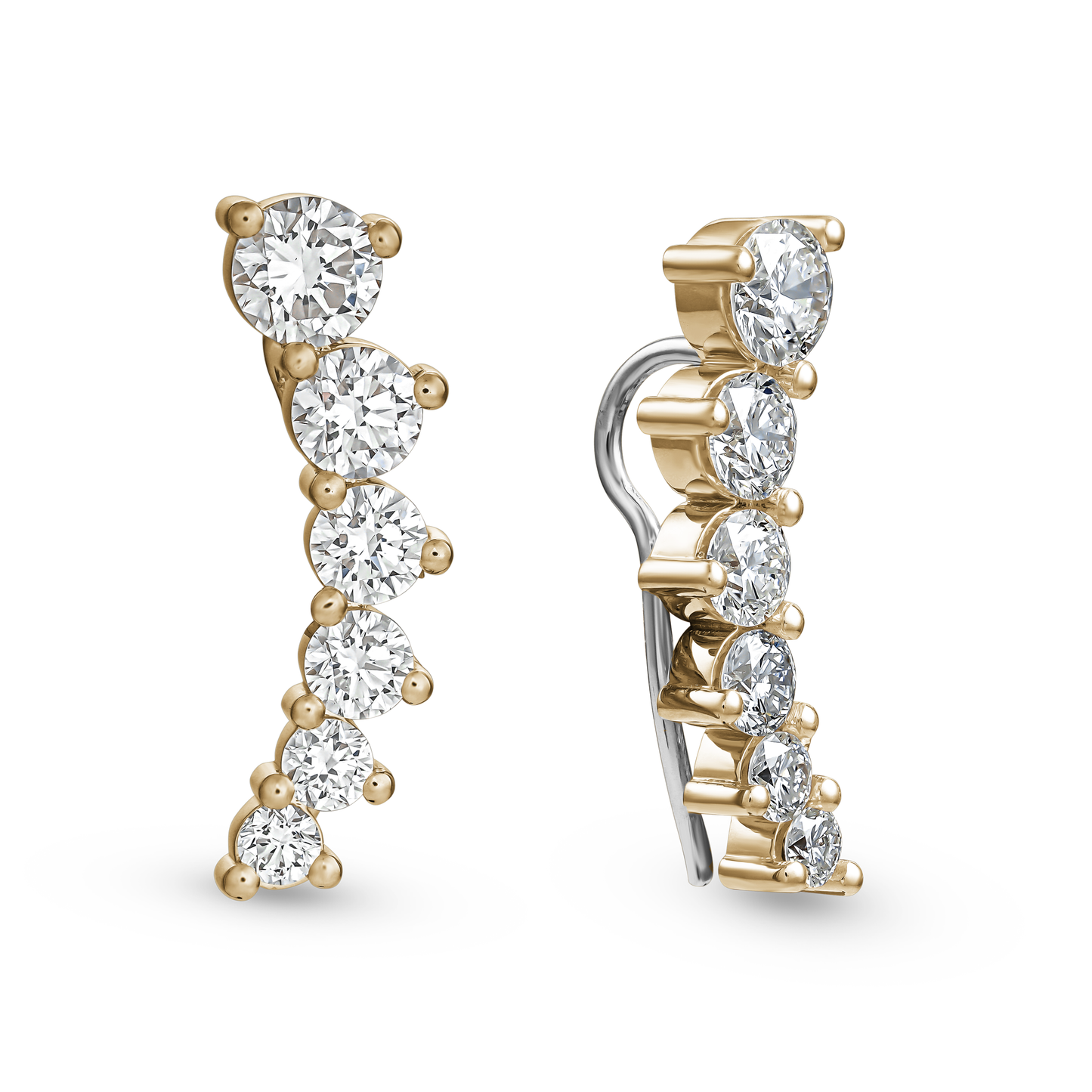 Six Stone Diamond Crawler Earrings