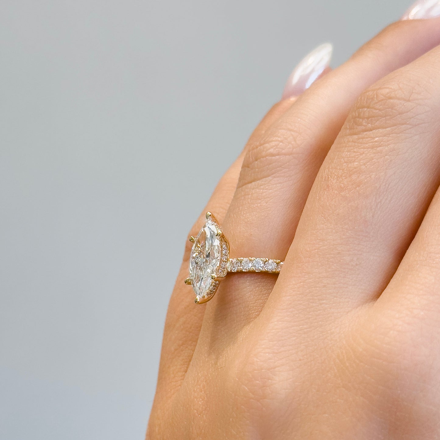 Hidden Halo Marquise Diamond Engagement Ring