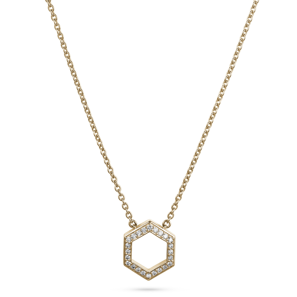 Hexagon Diamond Pendant Necklace