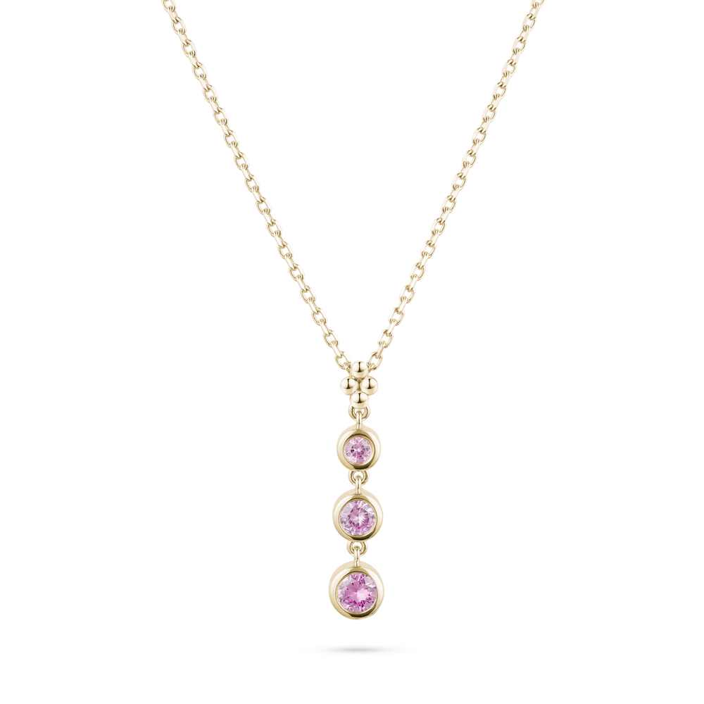 Round Shape Pink Sapphire Pendant Necklace