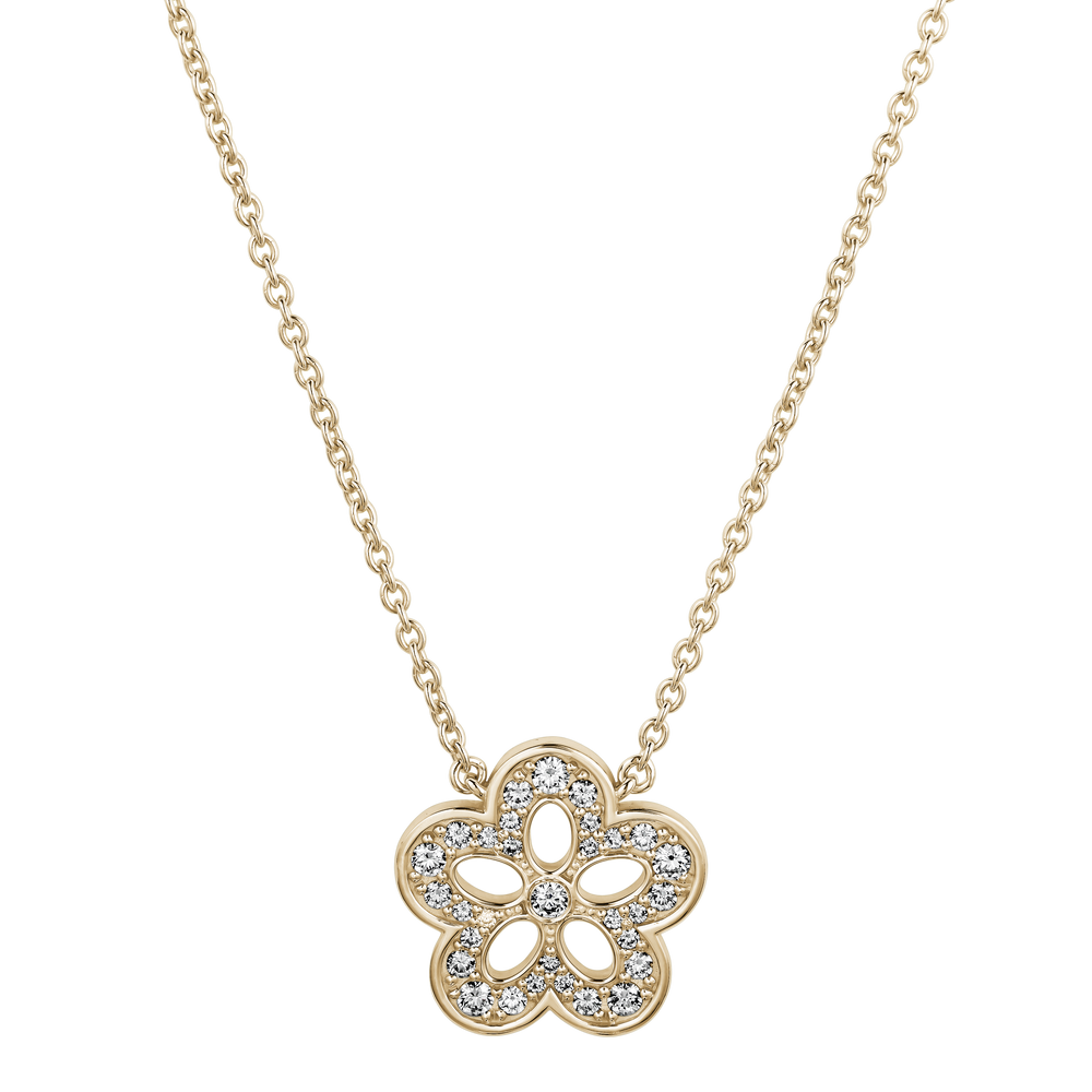 Floral Diamond Pendant Necklace