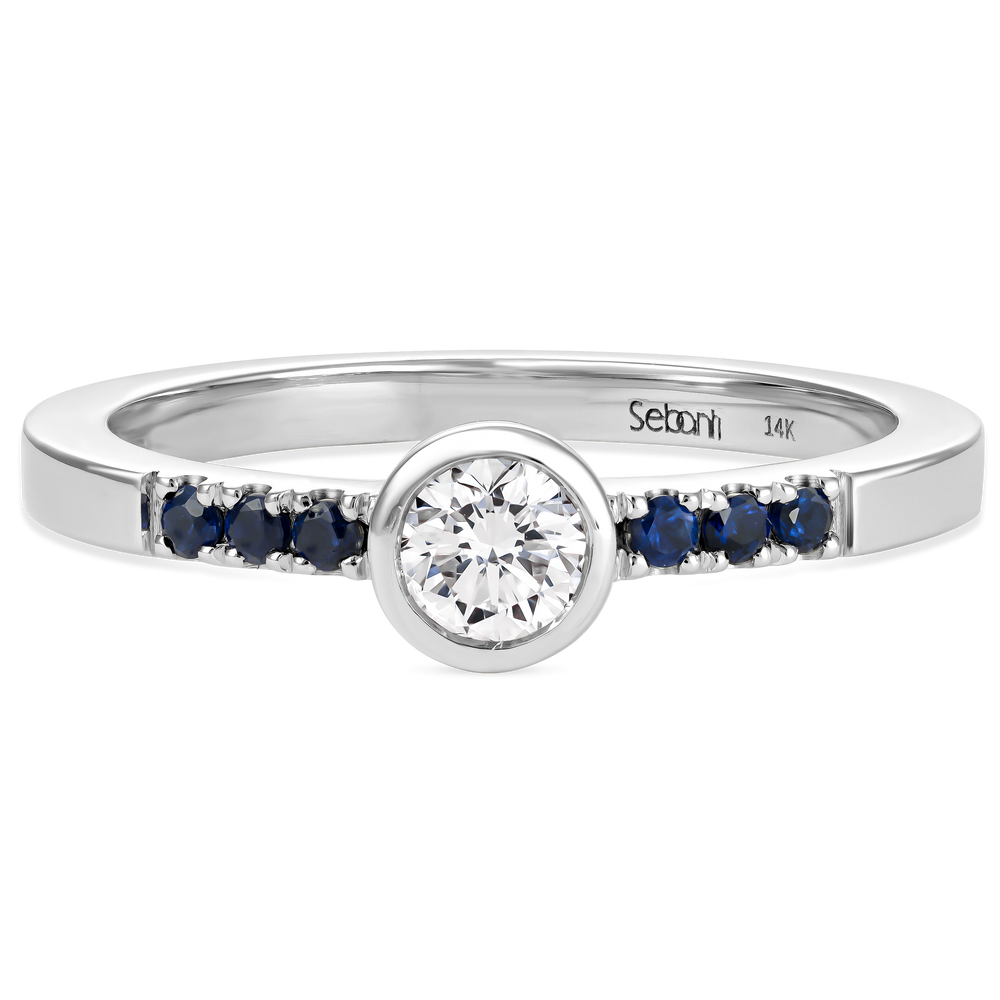 Diamond Bezel Ring with Blue Sapphire