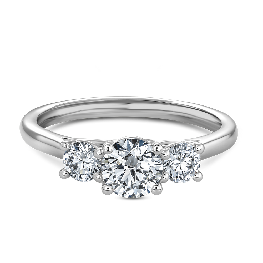 Three Stones Round Diamond Engagement Ring