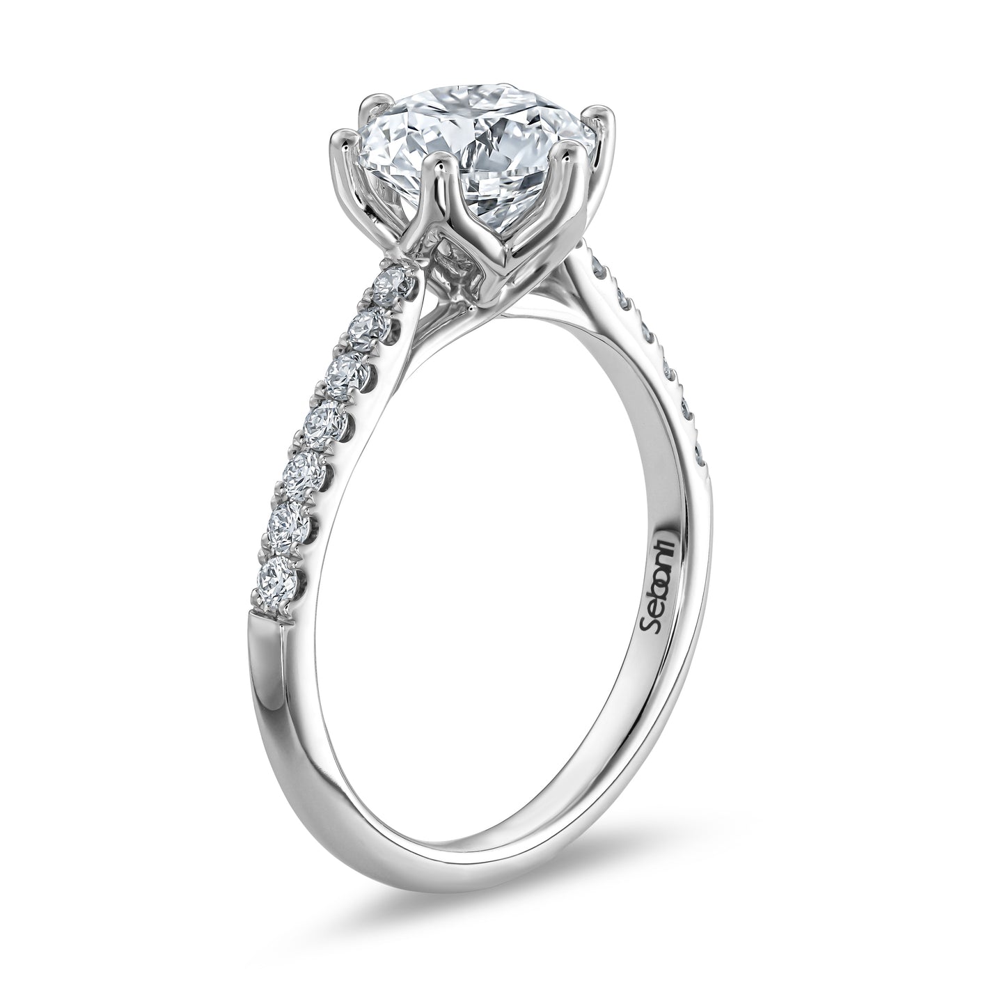 Petal Prong Diamond Engagement Ring