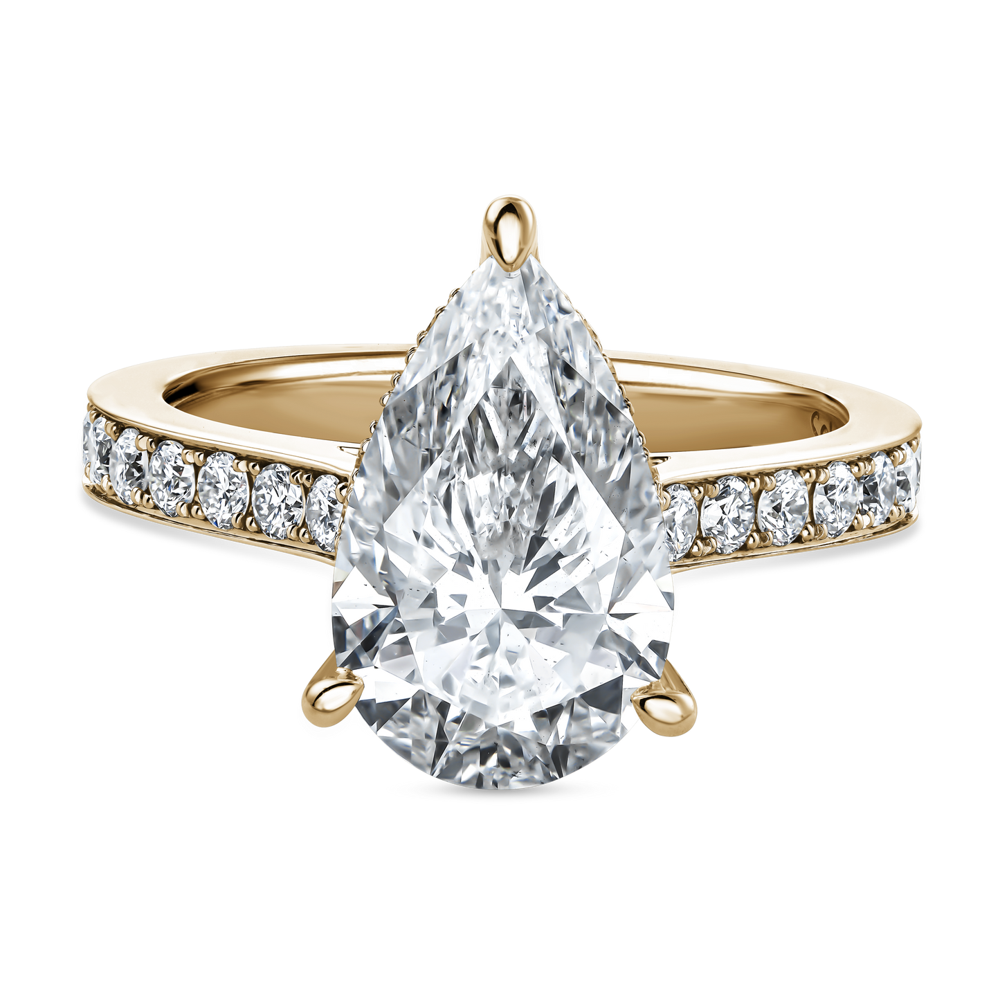 
                  
                    Pear Shaped Diamond Engagement Ring with Cathedral Setting and Under Halo
                  
                