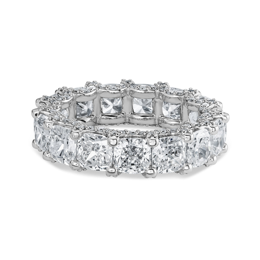 Cushion Diamond Eternity Ring with Pavé U-Setting