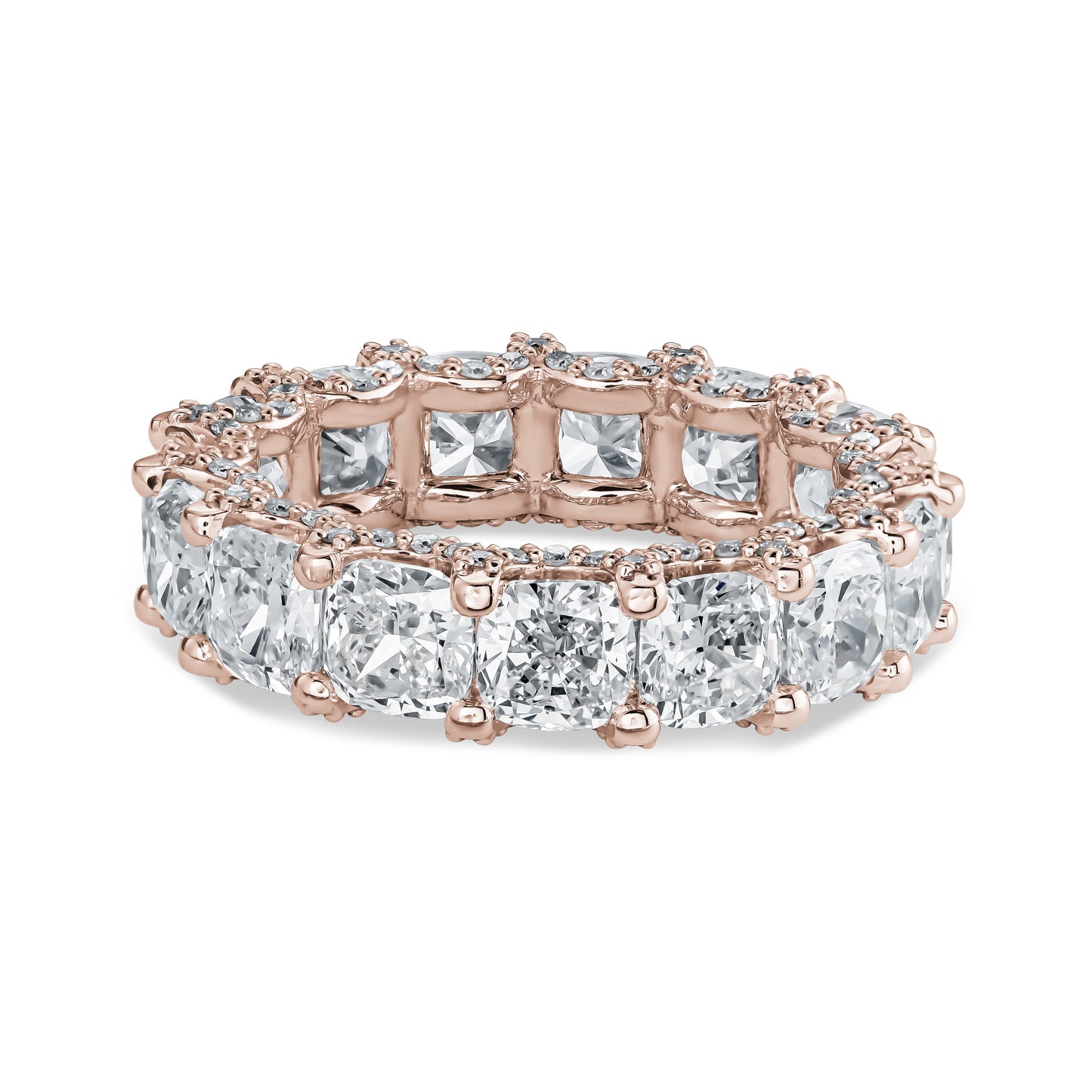 
                  
                    Cushion Diamond Eternity Ring with Pavé U-Setting
                  
                